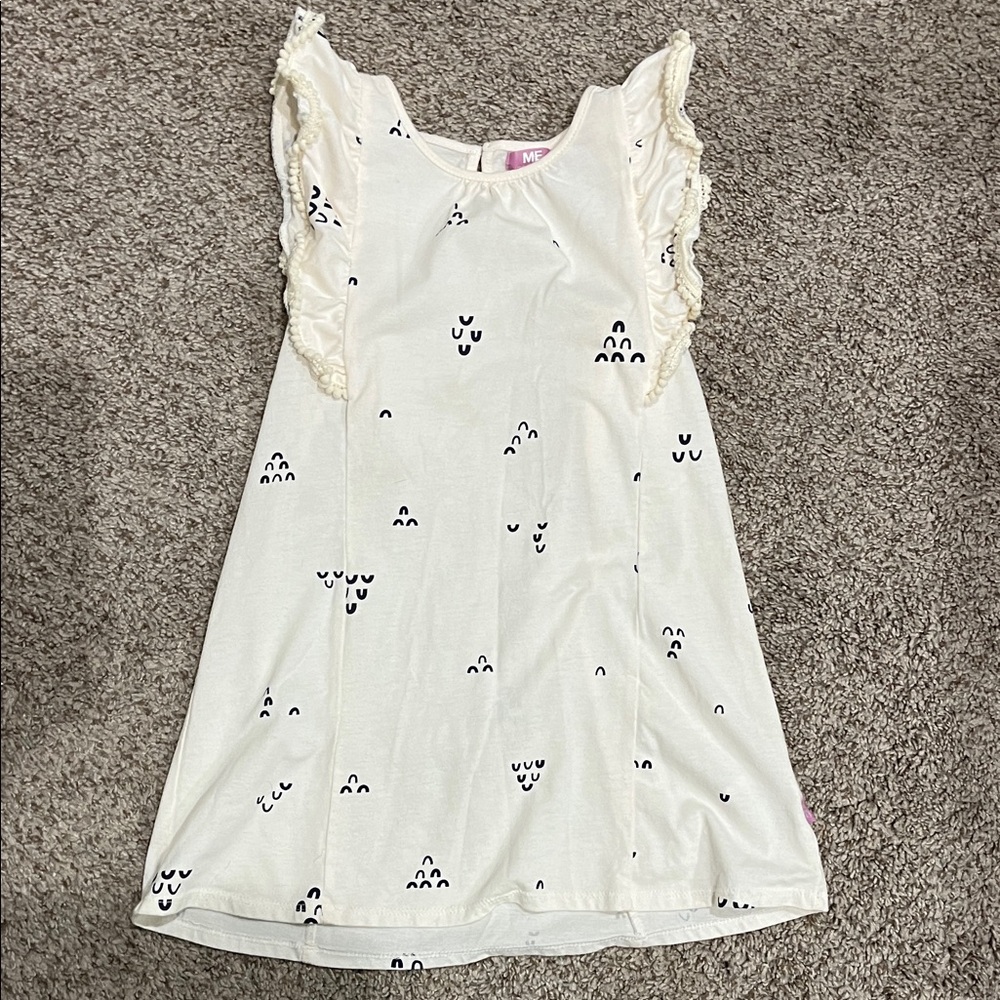 Charming White Kids Dress with Black Accents